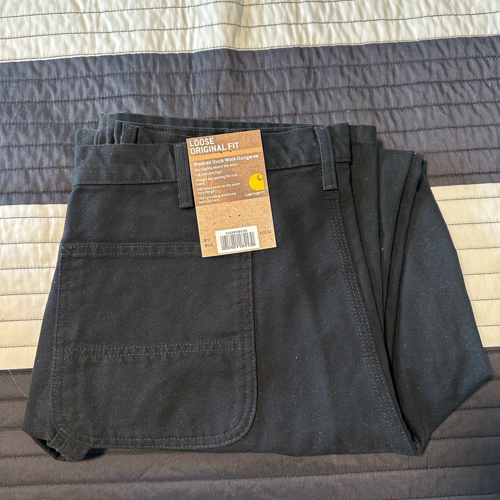 Carhartt Men's Loose Original Fit Washed Duck Work Dungaree Jeans - Black